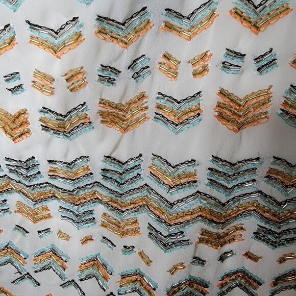 Greylin Racerback Sequin Bead Embellished Boho Tank Top Blouse White Medium - Picture 4 of 14